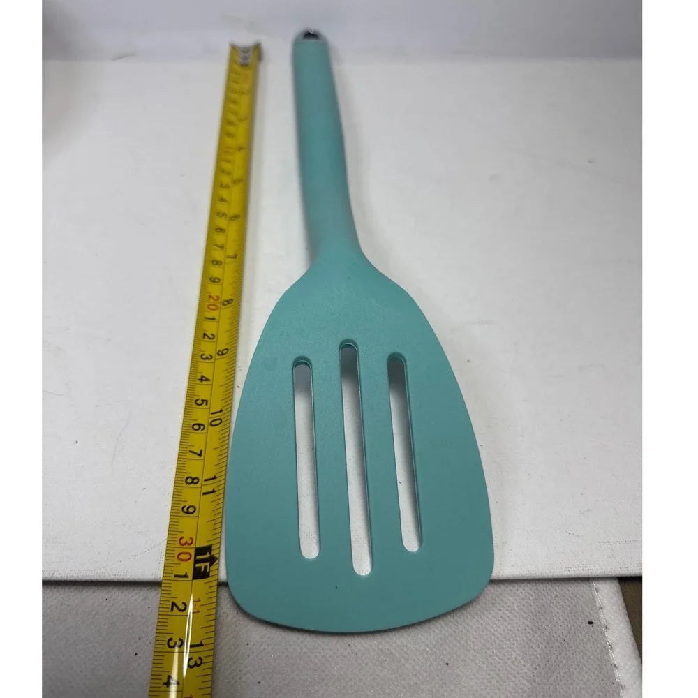 KitchenAid Slotted Turner Spatula Turquoise Teal Silicone Chrome Excellent
